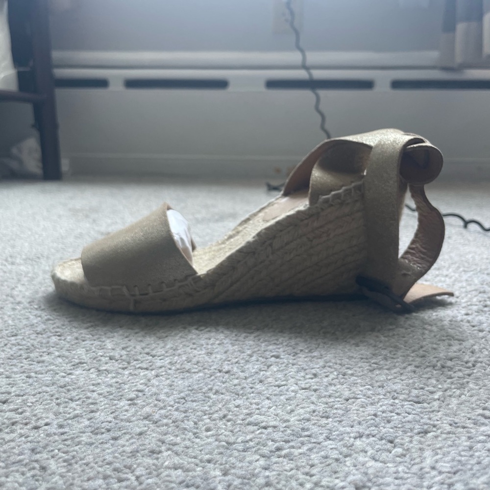J Crew Corsica Espadrille Wedges in Metallic Suede